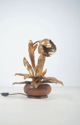 Vintage Flower Lamp in Gold Plated Metal attributed to Hans Kögl, 1970s-VCR-2021149