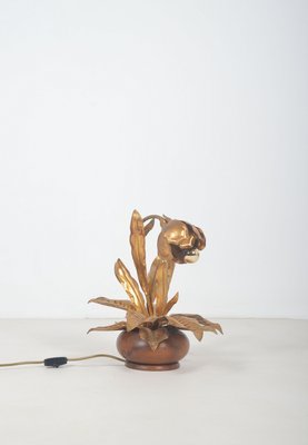 Vintage Flower Lamp in Gold Plated Metal attributed to Hans Kögl, 1970s-VCR-2021149