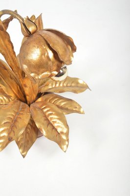 Vintage Flower Lamp in Gold Plated Metal attributed to Hans Kögl, 1970s-VCR-2021149