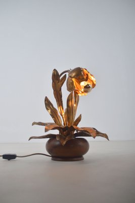 Vintage Flower Lamp in Gold Plated Metal attributed to Hans Kögl, 1970s-VCR-2021149