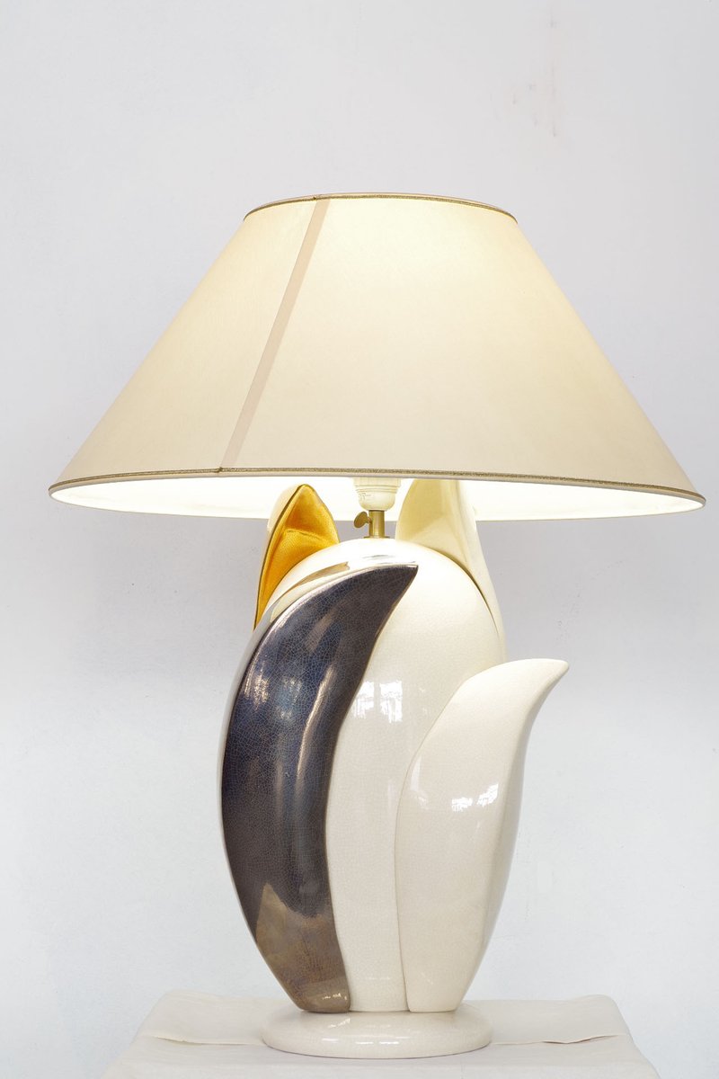 Vintage Flower Table Lamp by Francois Chatain