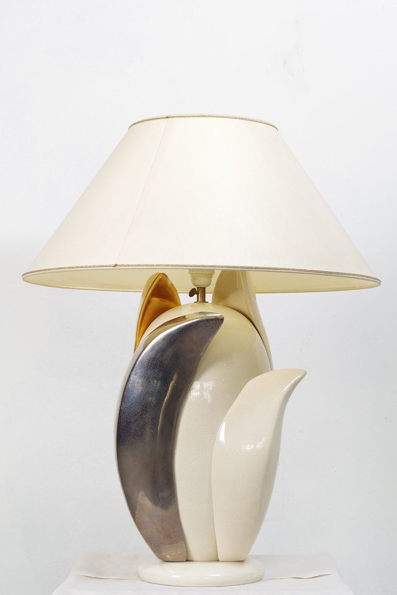 Vintage Flower Table Lamp by Francois Chatain