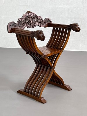 Vintage Folding Chair in Carved Wood-EBV-2032104