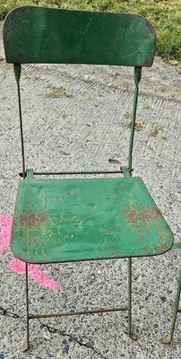 Vintage Folding Chairs in Green Metal, Set of 8-SIZ-2027982