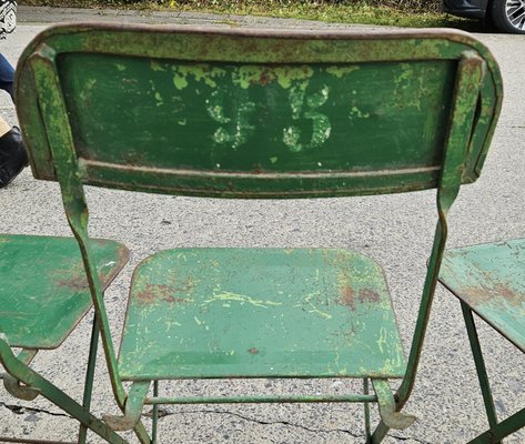 Vintage Folding Chairs in Green Metal, Set of 8-SIZ-2027982