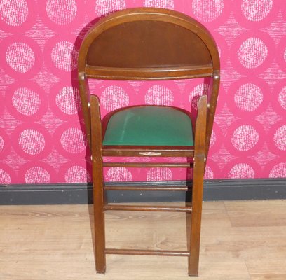 Vintage Folding Chairs in Wood and Faux Leather, 1970s, Set of 4-AFE-2041089