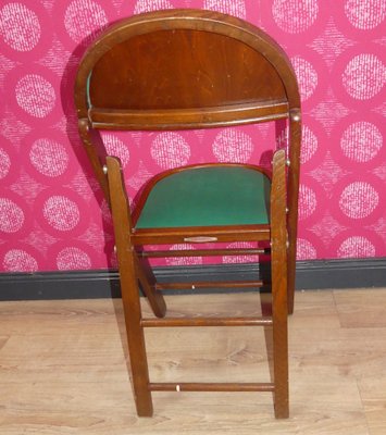 Vintage Folding Chairs in Wood and Faux Leather, 1970s, Set of 4-AFE-2041089