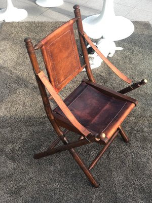 Vintage Folding Liner Armchair in Bamboo and Brass, 1930s-SSK-2034492