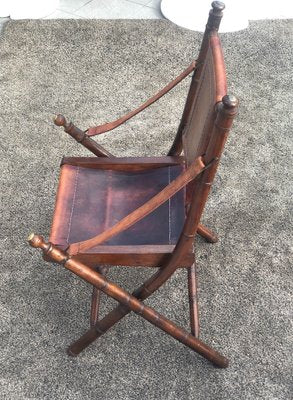 Vintage Folding Liner Armchair in Bamboo and Brass, 1930s-SSK-2034492