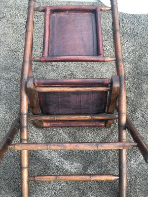 Vintage Folding Liner Armchair in Bamboo and Brass, 1930s-SSK-2034492