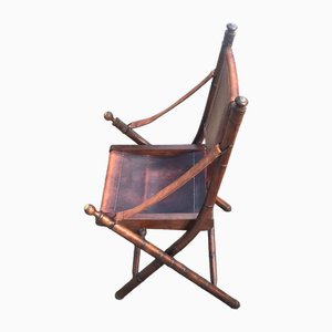 Vintage Folding Liner Armchair in Bamboo and Brass, 1930s-SSK-2034492