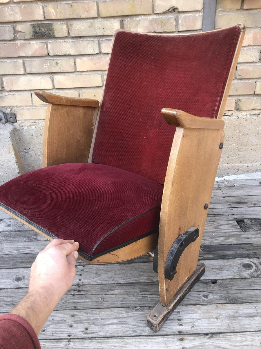 Vintage Folding Theater Seat, 1940s