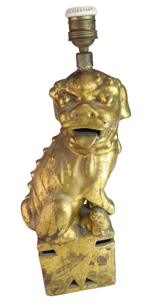 Vintage Foo Dog Lamp, 1950s