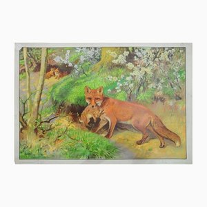 Vintage Fox Mother & Loot Rabbit Poster-KJP-1149323