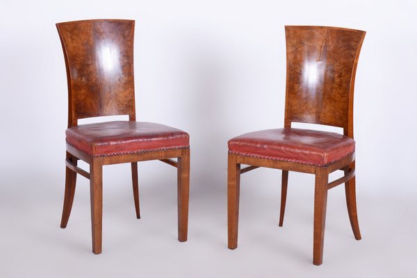 Vintage French Art Deco Chairs in Walnut, 1920s, Set of 6-WHY-1734335