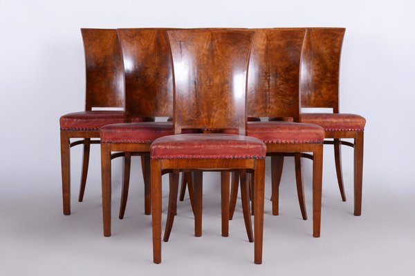 Vintage French Art Deco Chairs in Walnut, 1920s, Set of 6-WHY-1734335