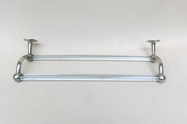 Vintage French Art Deco Glass & Nickel-Plated Towel Racks, Set of 3-EY-883840