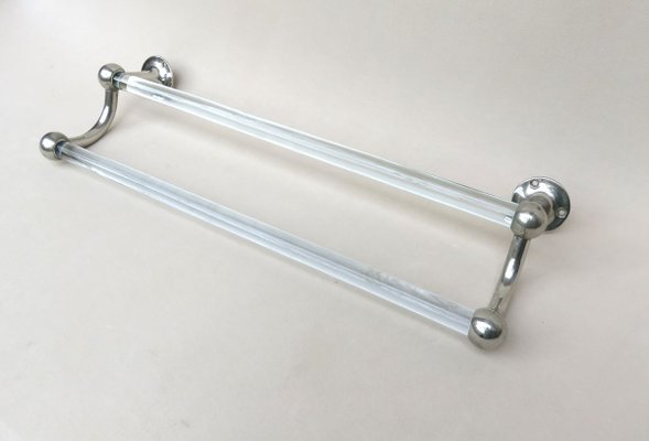 Vintage French Art Deco Glass & Nickel-Plated Towel Racks, Set of 3-EY-883840