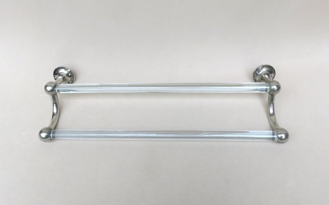 Vintage French Art Deco Glass & Nickel-Plated Towel Racks, Set of 3-EY-883840