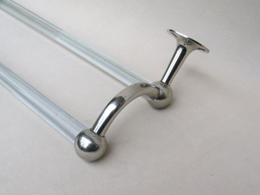 Vintage French Art Deco Glass & Nickel-Plated Towel Racks, Set of 3-EY-883840