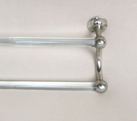 Vintage French Art Deco Glass & Nickel-Plated Towel Racks, Set of 3-EY-883840