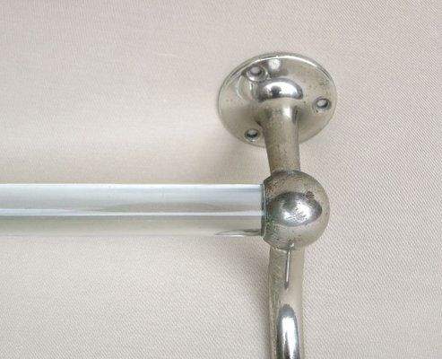 Vintage French Art Deco Glass & Nickel-Plated Towel Racks, Set of 3-EY-883840