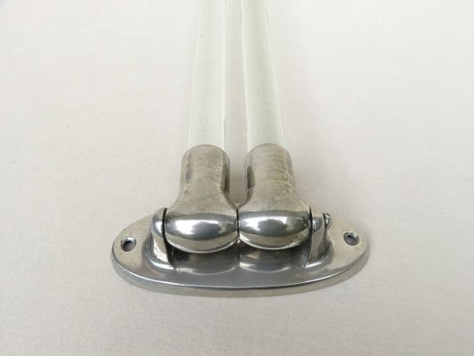 Vintage French Art Deco Glass & Nickel-Plated Towel Racks, Set of 3-EY-883840