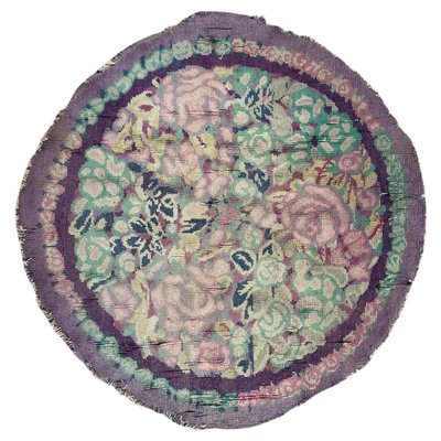 Vintage French Art Nouveau Round Rug, 1920s-YMM-1767259