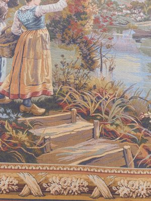 Vintage French Aubusson Style Halluin Manufacturing Tapestry-YMM-1061613