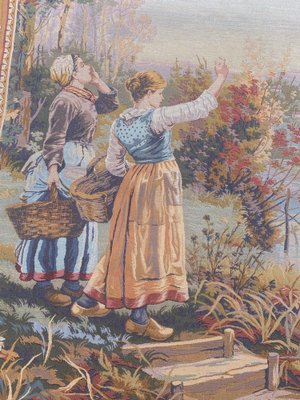 Vintage French Aubusson Style Halluin Manufacturing Tapestry-YMM-1061613