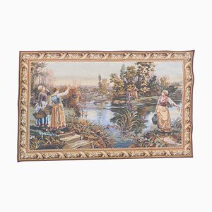 Vintage French Aubusson Style Halluin Manufacturing Tapestry-YMM-1061613