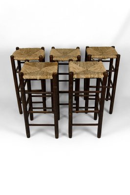 Vintage French Bar Stools by Charlotte Perriand, 1940s, Set of 5-XNH-1804608