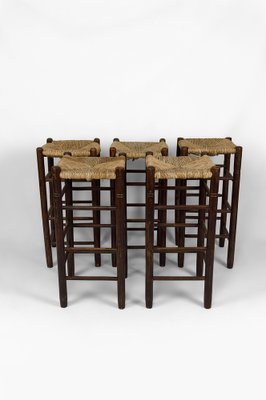 Vintage French Bar Stools by Charlotte Perriand, 1940s, Set of 5-XNH-1804608