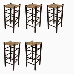 Vintage French Bar Stools by Charlotte Perriand, 1940s, Set of 5-XNH-1804608