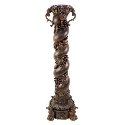 Vintage French Baroque Solomonic Column in Oakwood-KEG-1086713