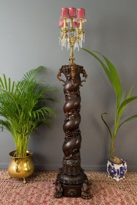 Vintage French Baroque Solomonic Column in Oakwood-KEG-1086713