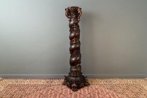 Vintage French Baroque Solomonic Column in Oakwood-KEG-1086713