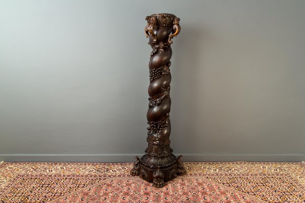 Vintage French Baroque Solomonic Column in Oakwood-KEG-1086713