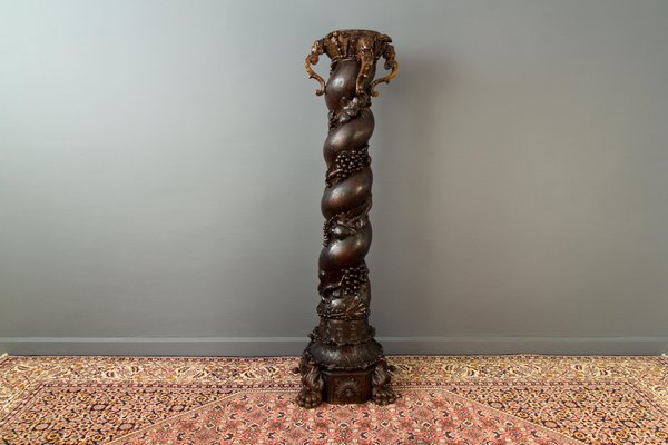 Vintage French Baroque Solomonic Column in Oakwood-KEG-1086713