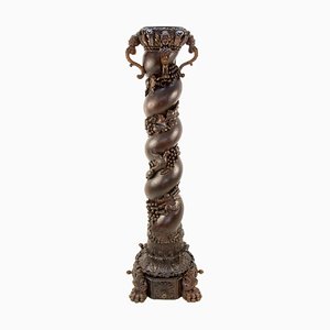 Vintage French Baroque Solomonic Column in Oakwood-KEG-1086713