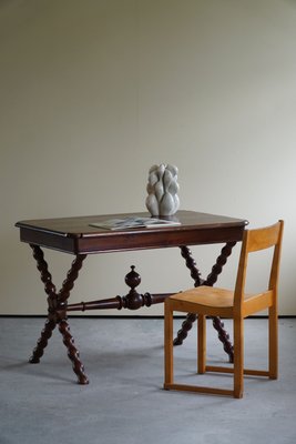 Vintage French Baroque Style Desk in Stained Pine-MXF-1299489