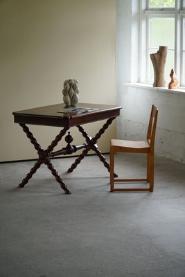 Vintage French Baroque Style Desk in Stained Pine-MXF-1299489