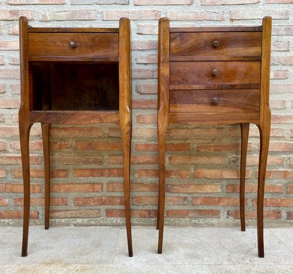 Vintage French Bedside Tables in Walnut and Iron Hardware, 1930, Set of 2-NOU-1374994