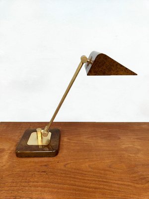 Vintage French Brass and Marble Dessin Desk Lamp, 1960s-BW-1789497