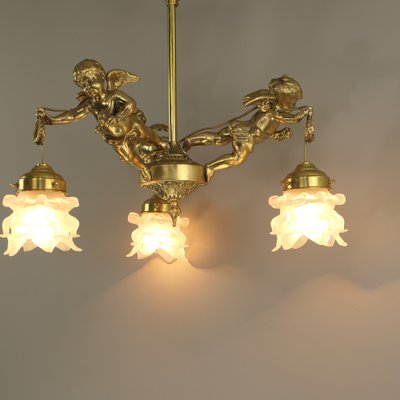 Vintage French Brass Chandelier, 1910s-KDB-1796633