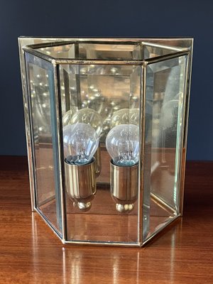 Vintage French Brass & Glass Sconces, 1980s, Set of 2-OTV-862398