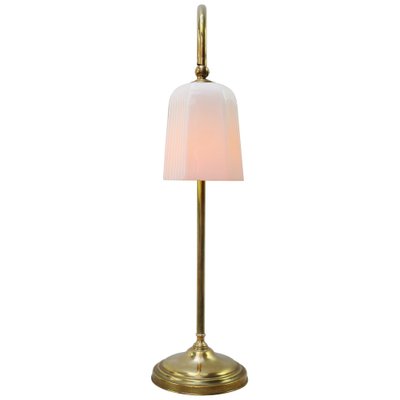 Vintage French Brass & Opaline Glass Table Lamp, 1950s-BLS-1705712