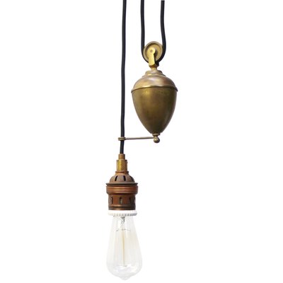 Vintage French Brass Pulley Pendant Lamp-BLS-2016380