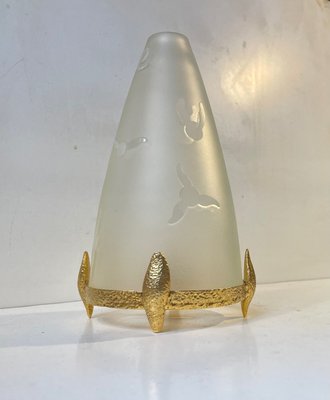 Vintage French Candlestand in Gilt Brass and Glass, 1980s-LCR-1419793