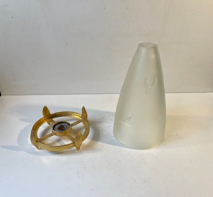 Vintage French Candlestand in Gilt Brass and Glass, 1980s-LCR-1419793